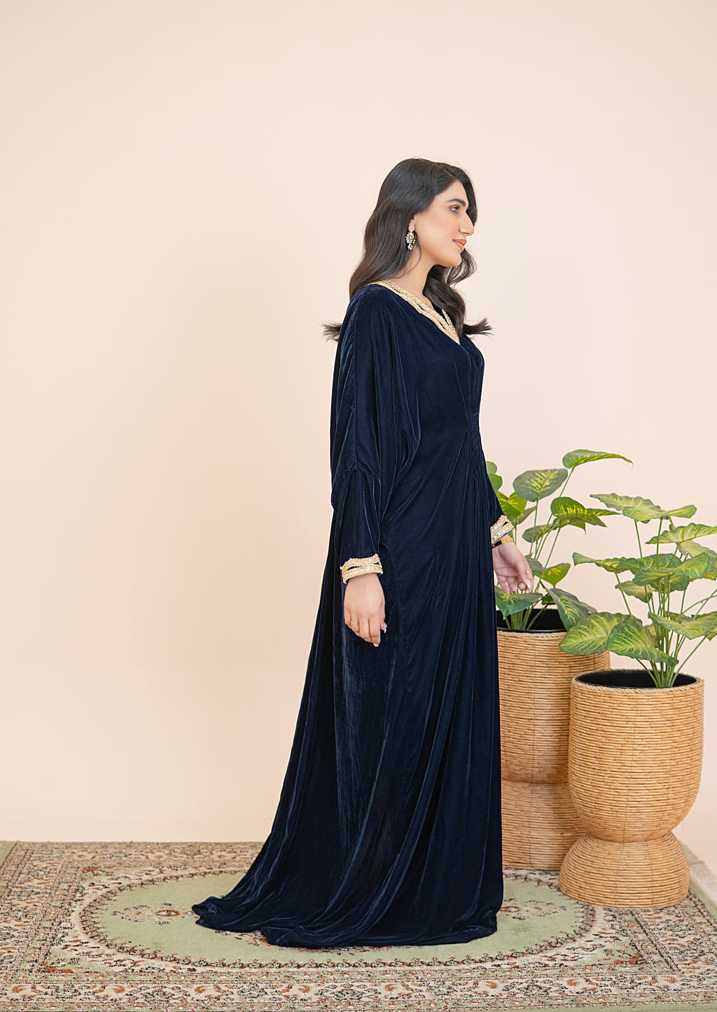 Midnight Noor handcrafted velvet Kaftan