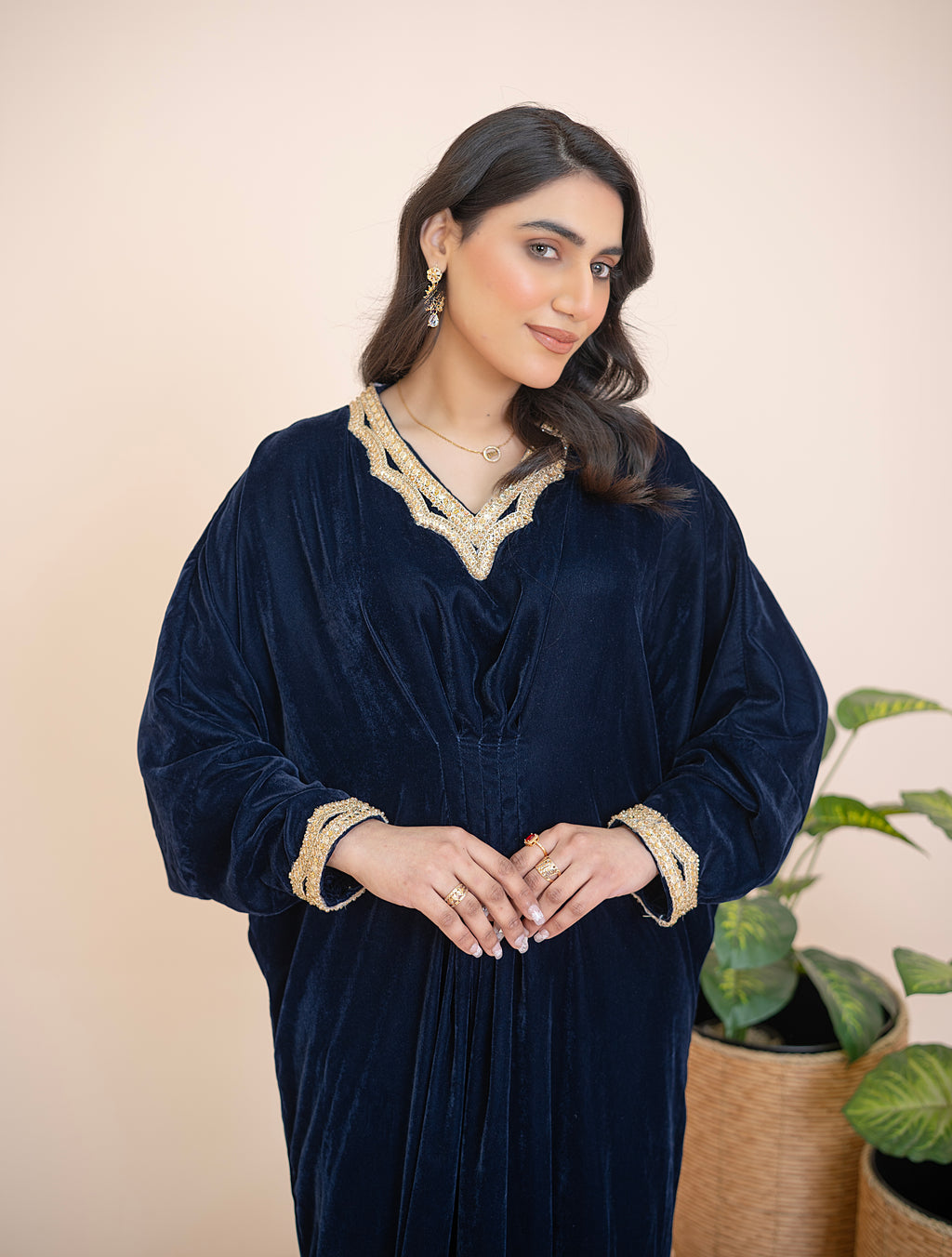 Midnight Noor handcrafted velvet Kaftan